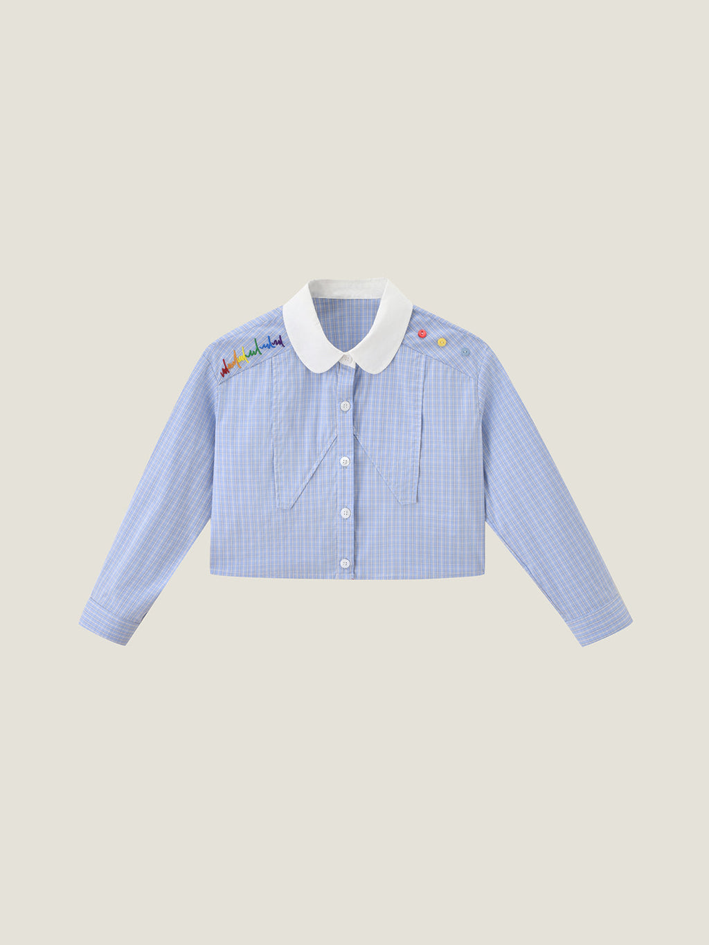 Preppy Blue Check Cropped Family Matching Shirt | KINS CLASS