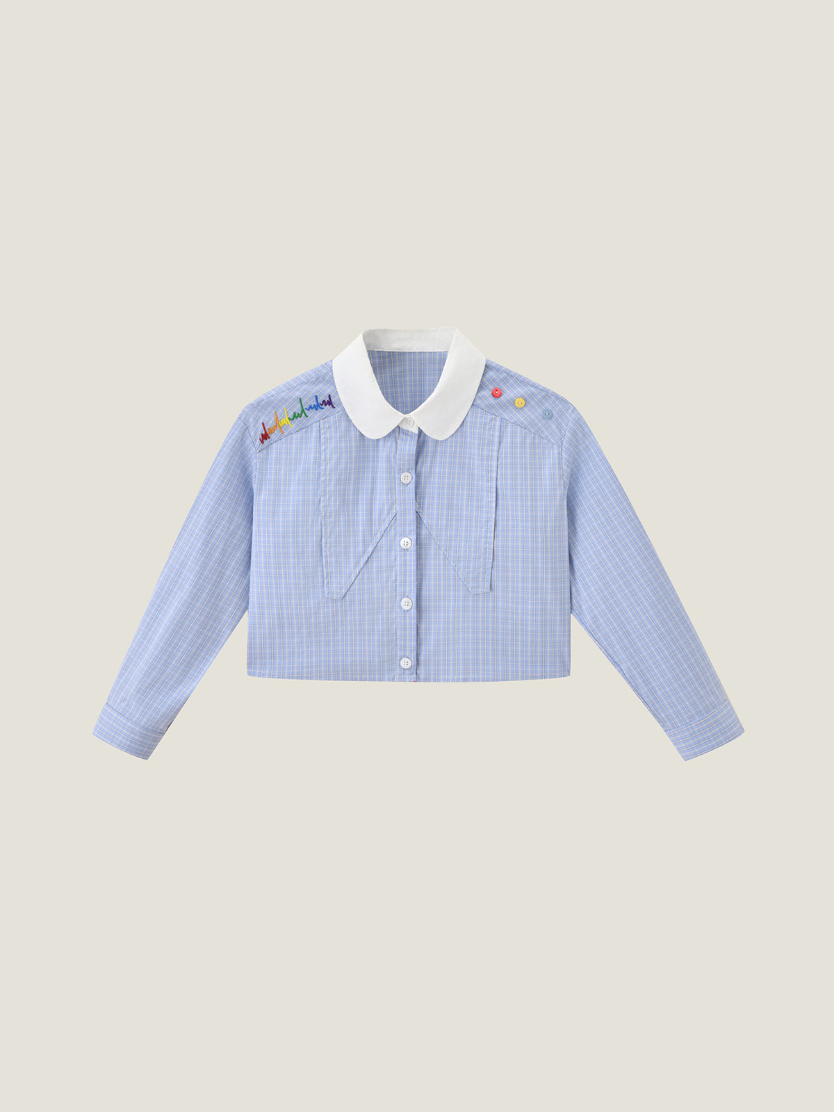 Preppy Blue Check Cropped Family Matching Shirt | KINS CLASS