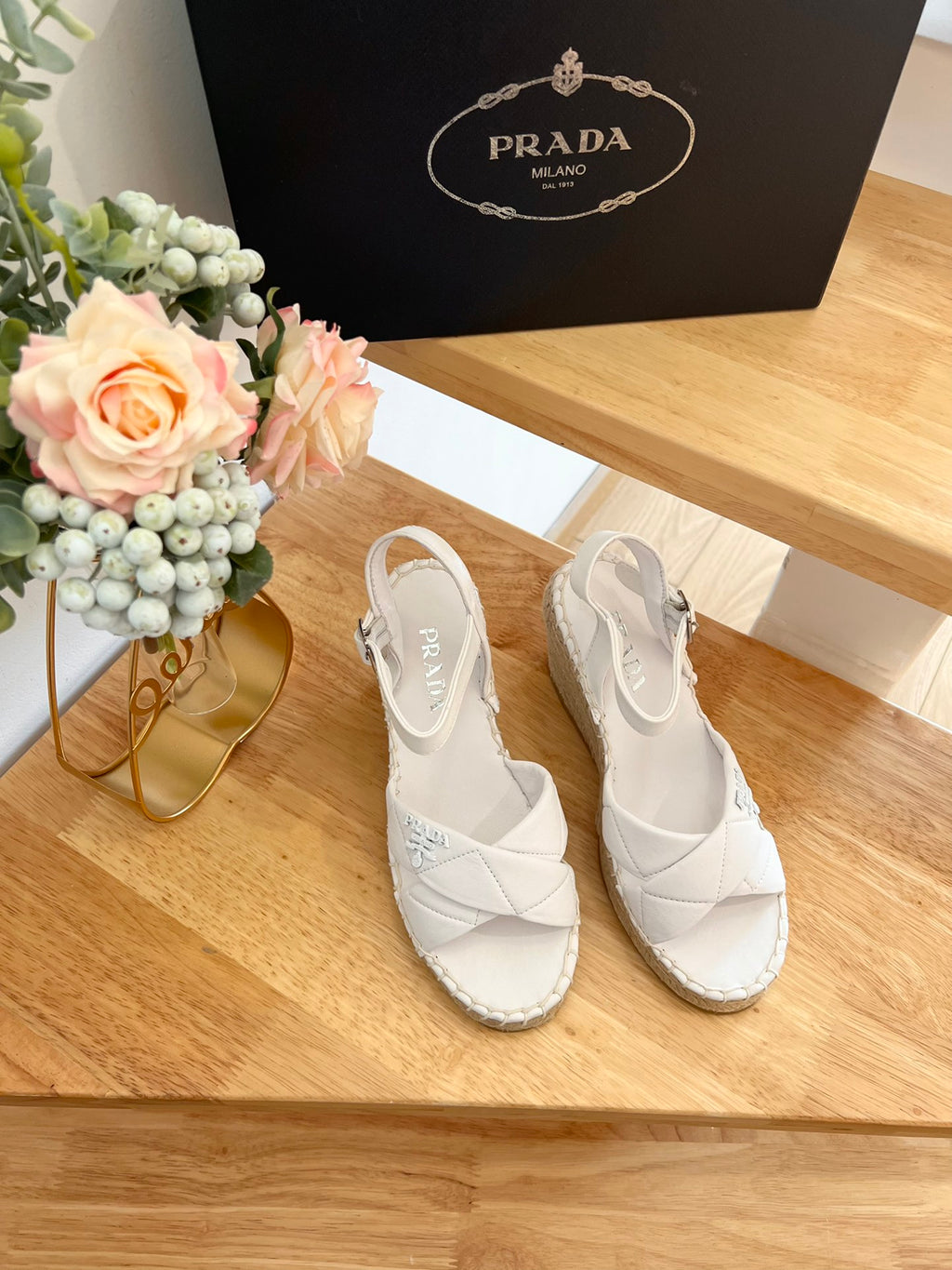 P Braided round toe wedge heel lace-up sandals bucket shoes 0724070904
