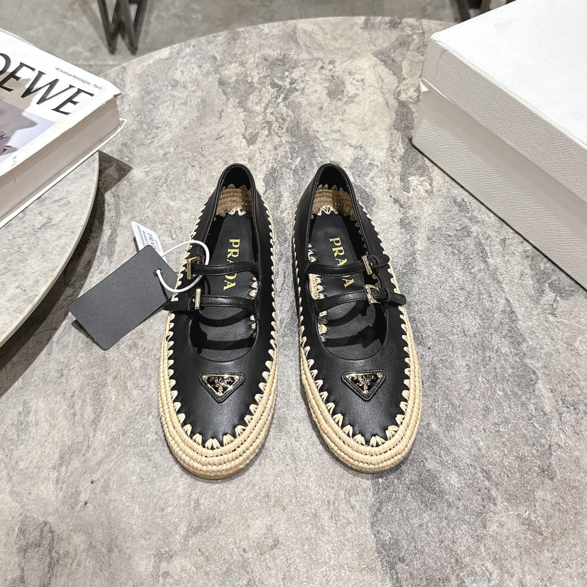 Raffia Straw Mary Jane Flat Single Shoes 1025051503
