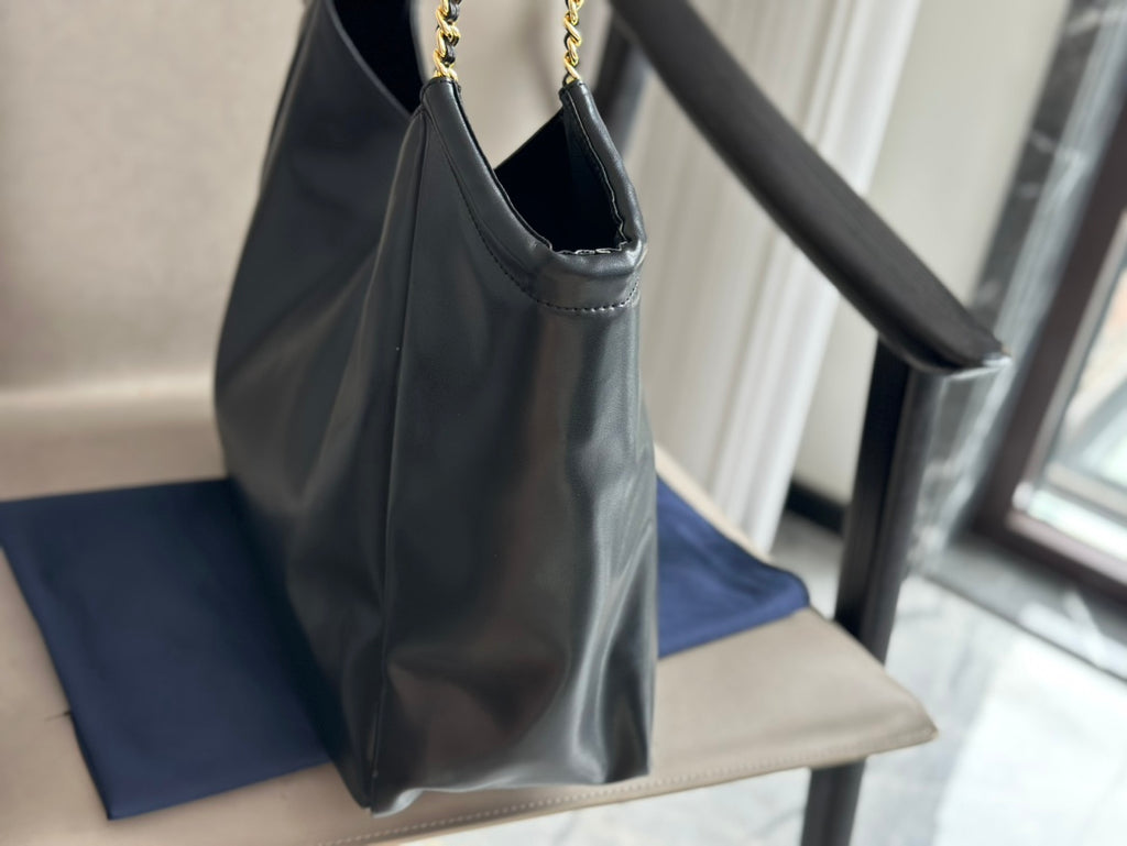 P black and gold double chain tote bag 0724111216