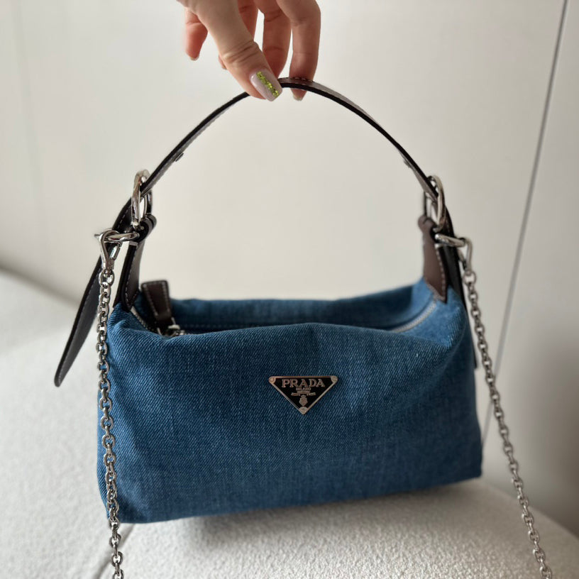 Classic underarm denim bag 1824050302