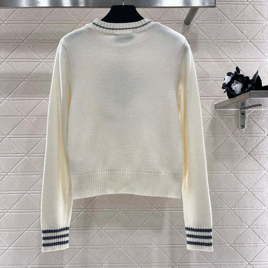 PR Crew neck contrast embroidered knitted top 1824091101