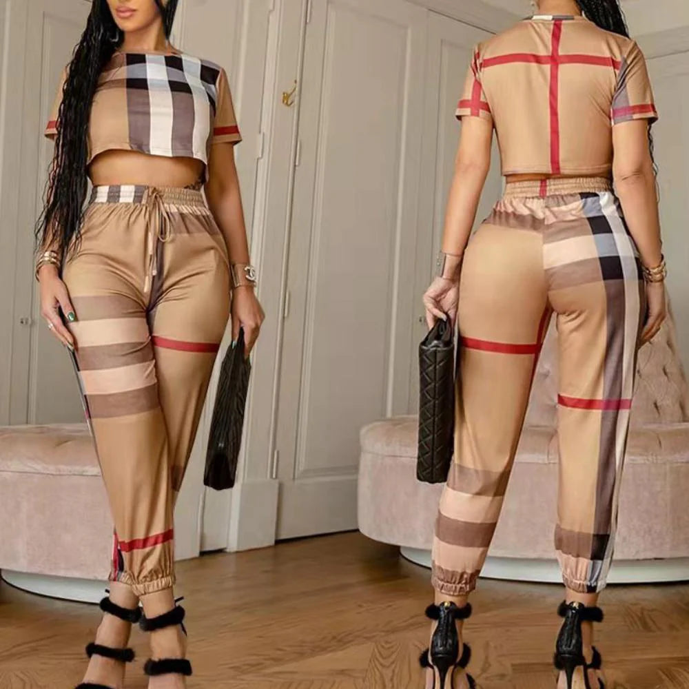 New High Quality Small Fresh Suit Stripes Elegant Casual Two-piece 1024060512