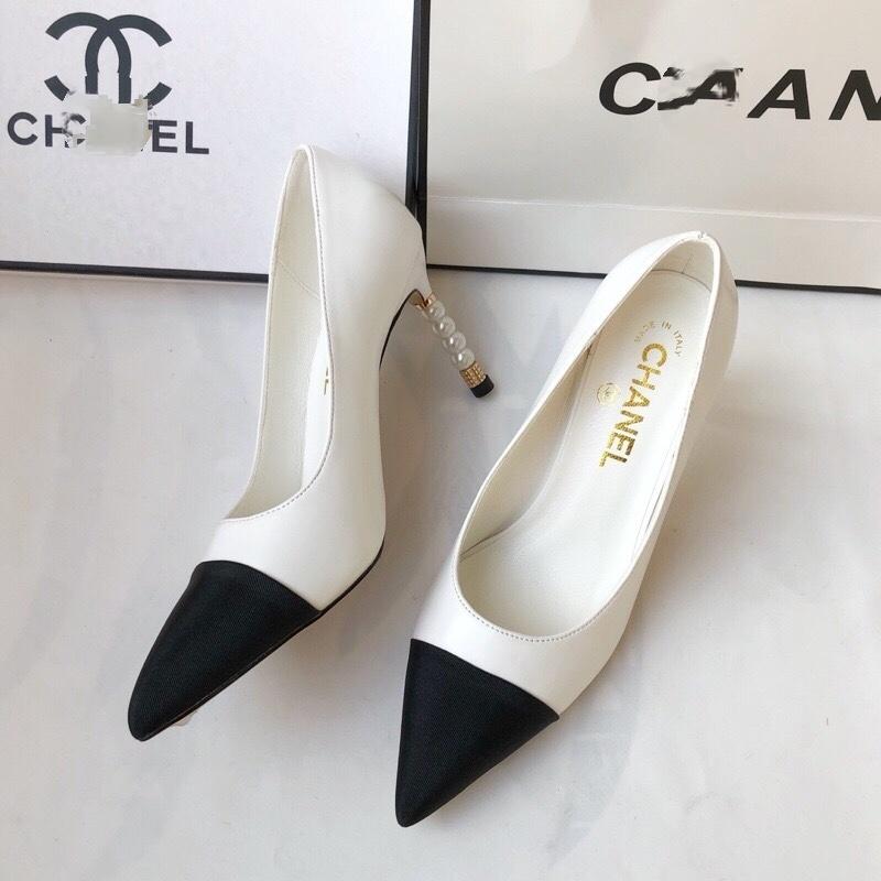 Double C Color Block Pearl High Heels 0823112305