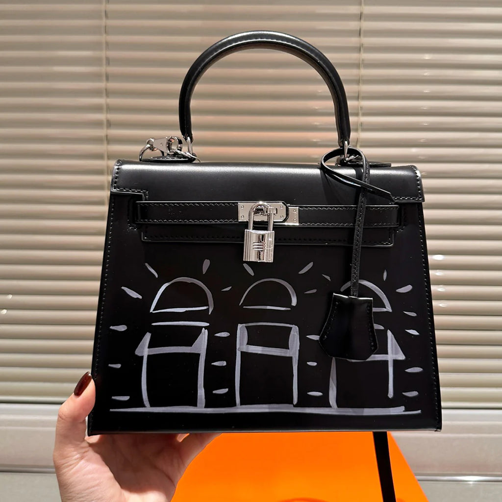 Fashion and versatile graffiti Kelly bag 1024041012