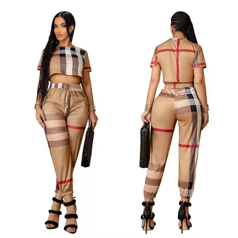 New High Quality Small Fresh Suit Stripes Elegant Casual Two-piece 1024060512