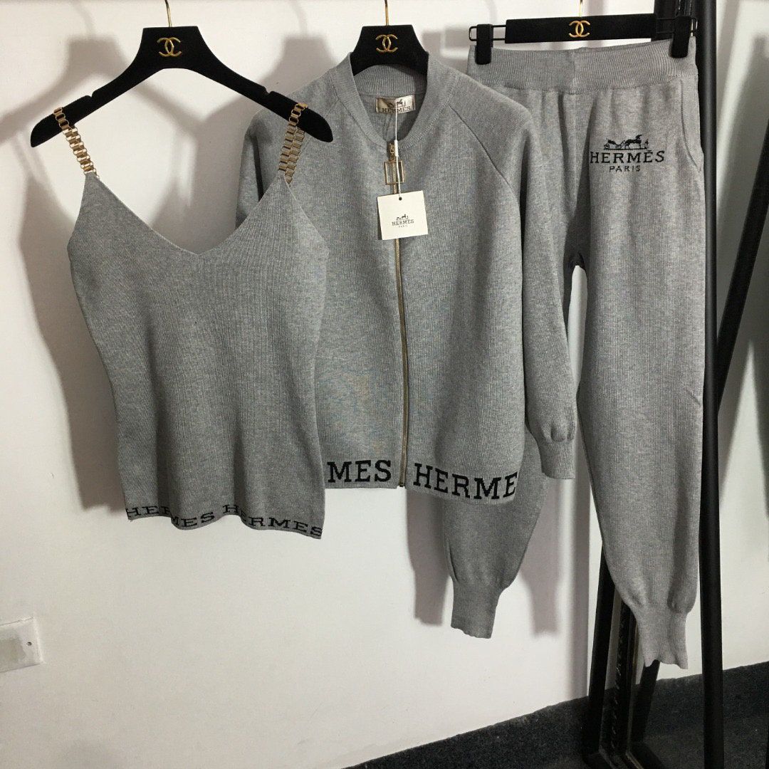 Autumn And Winter New Loose Knitted Sling Three-piece 1024111105