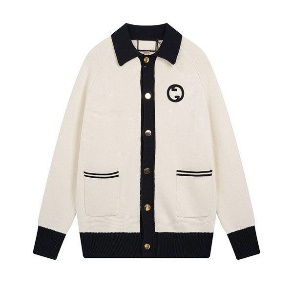 New Color Contrast Long Sleeve Casual Lar Knitted Cardigan Jacket 1024031512