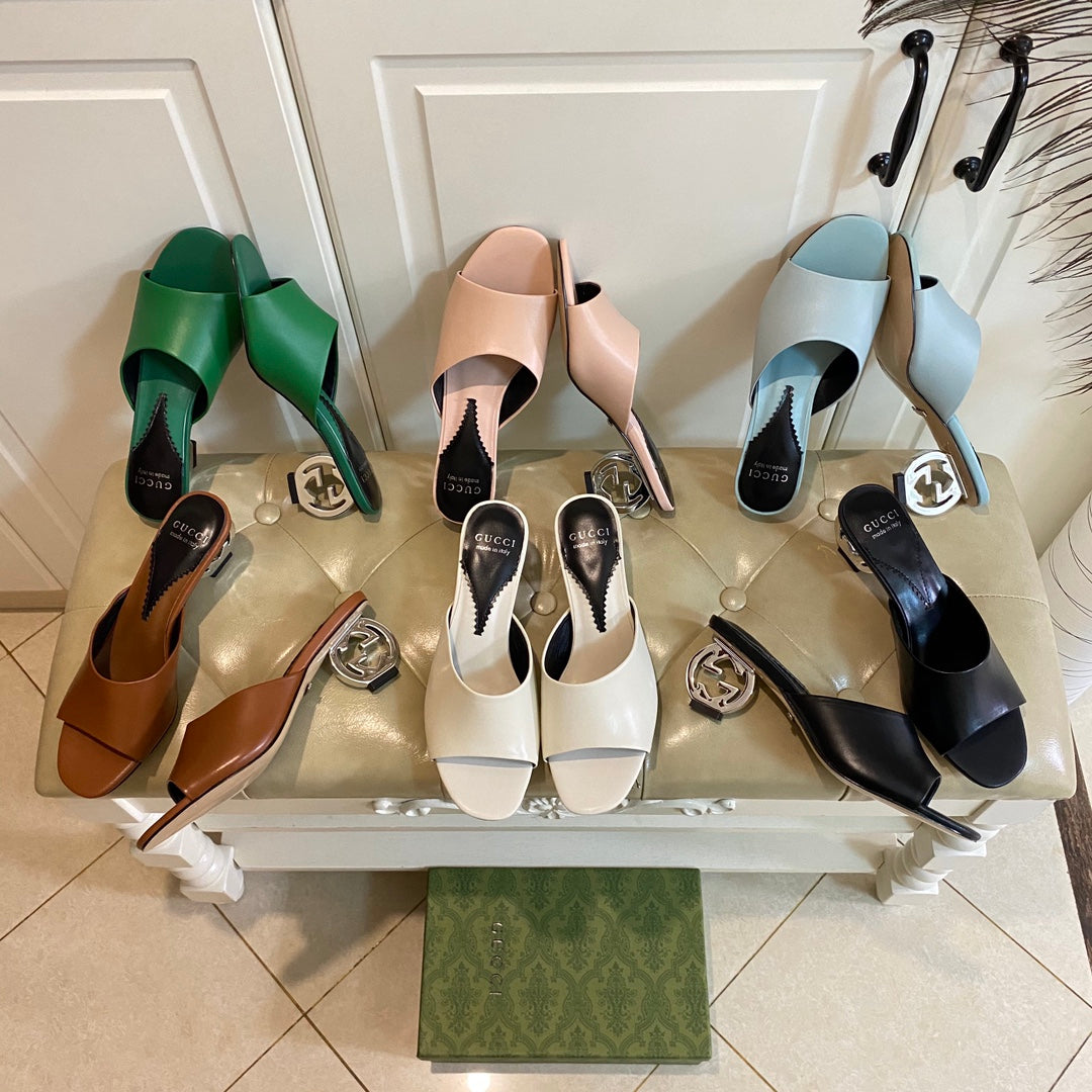 Gucc1 top fashion heel slippers 0724030803