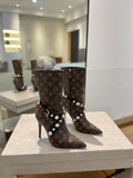 L fashion printed high-heeled leather boots 0724102304