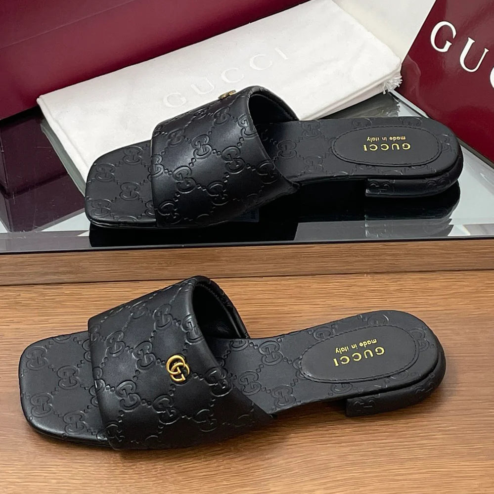 Calfskin Mini Embossed Buckle Sandals Slippers 1025032807