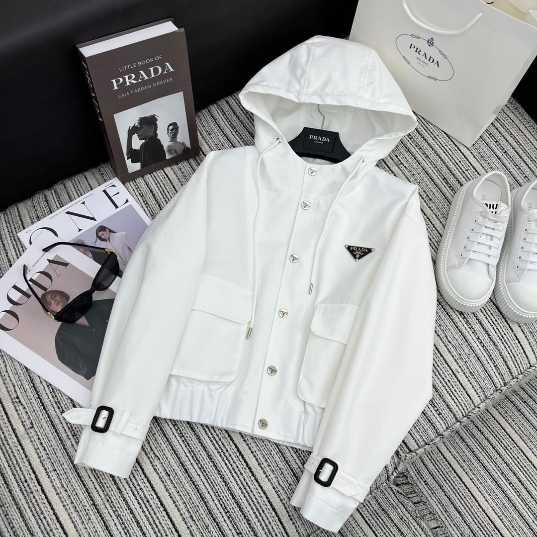 PR Short casual hooded trench coat jacket 1824091006