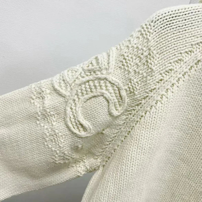 New loose knit hooded Fried Dough Twists cardigan 1024092917