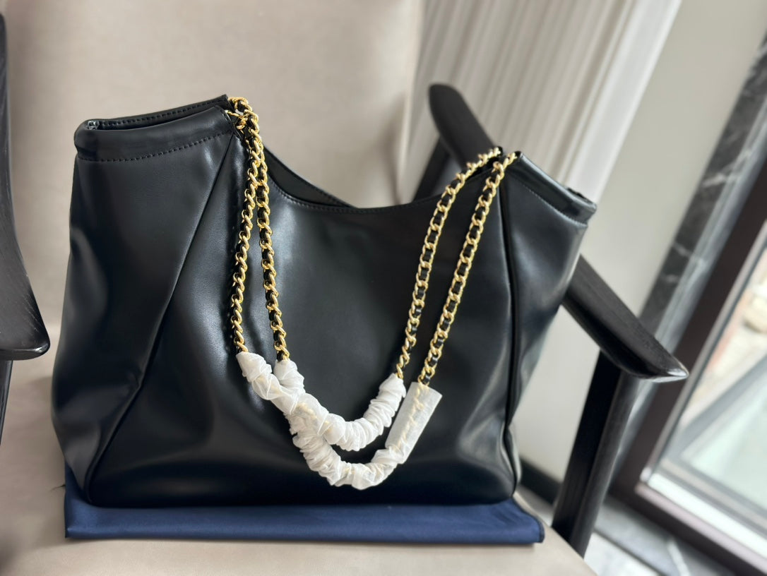 P black and gold double chain tote bag 0724111216