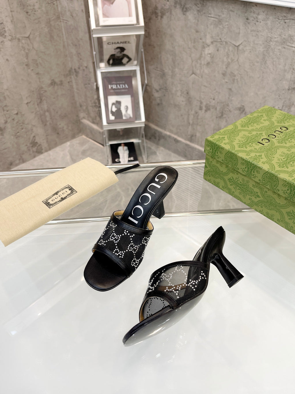 Gucc1 top fashion stiletto slippers 0724030802