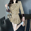 College Style Pleated Skirt + Jacquard Blazer Two-piece Set 0823112210