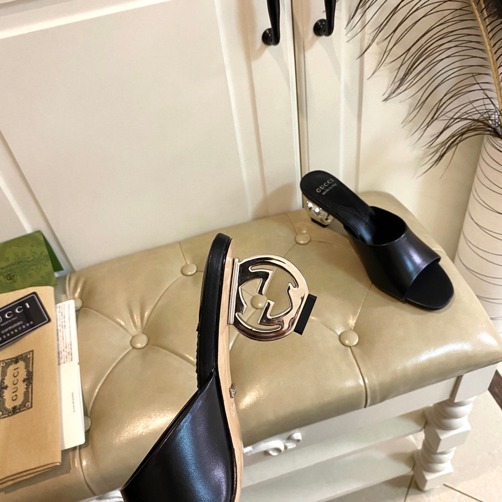 Gucc1 top fashion heel slippers 0724030803