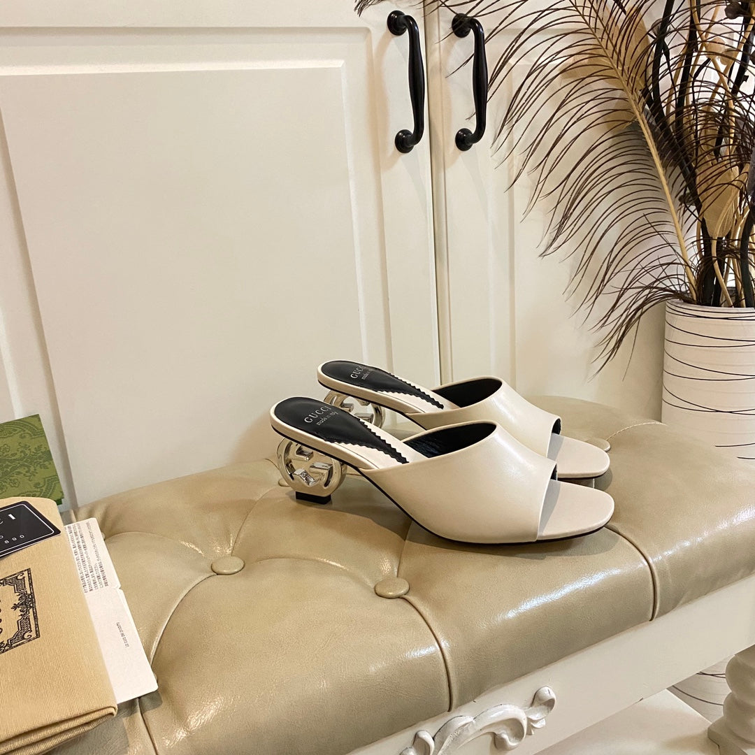 Gucc1 top fashion heel slippers 0724030803