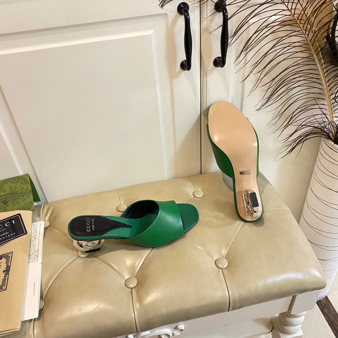 Gucc1 top fashion heel slippers 0724030803