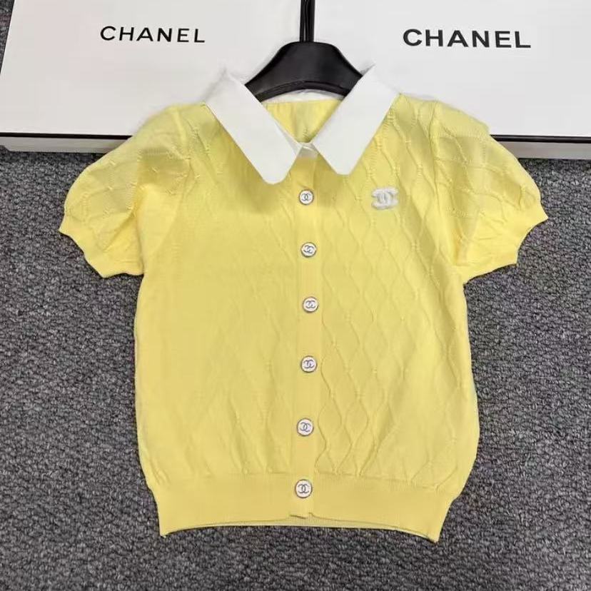 New Polo-Collar Knit Cable-Knit Short-Sleeve Shirt 1026052003