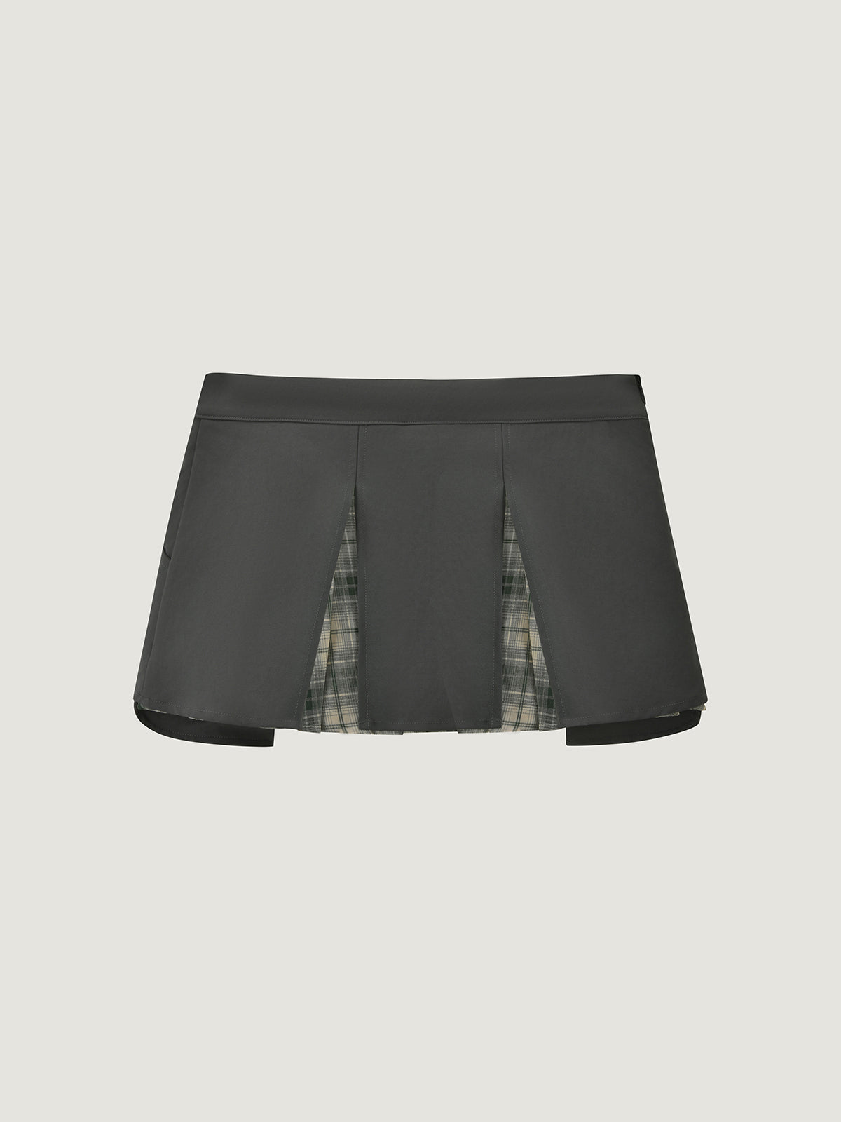 Preppy Contrast Plaid Panel Mini Skirt For Adult | Kins Class
