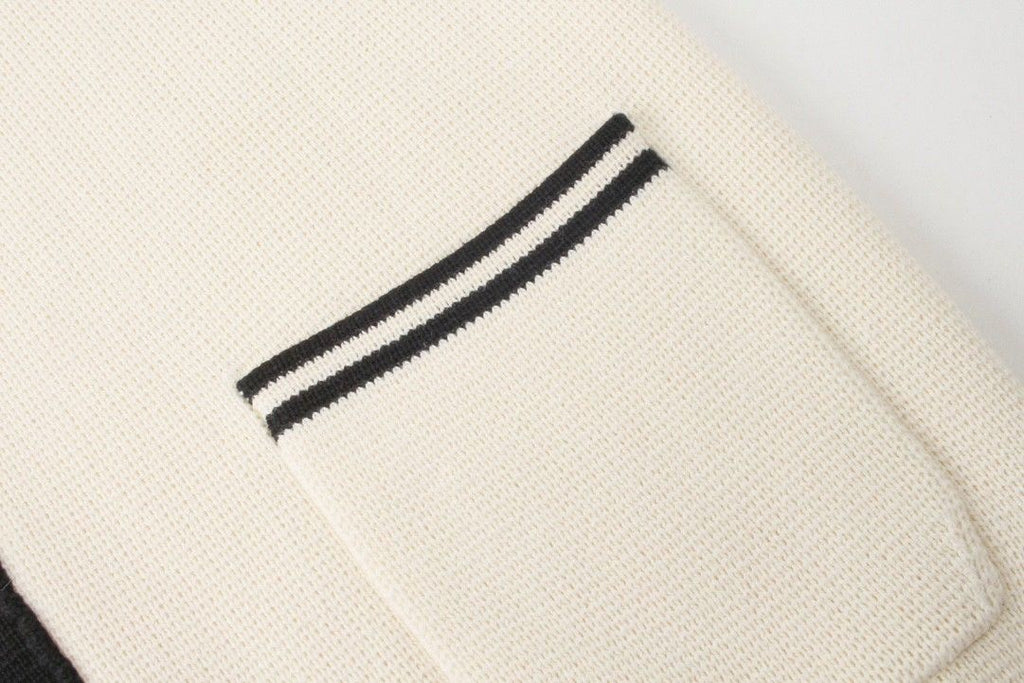 New Color Contrast Long Sleeve Casual Lar Knitted Cardigan Jacket 1024031512