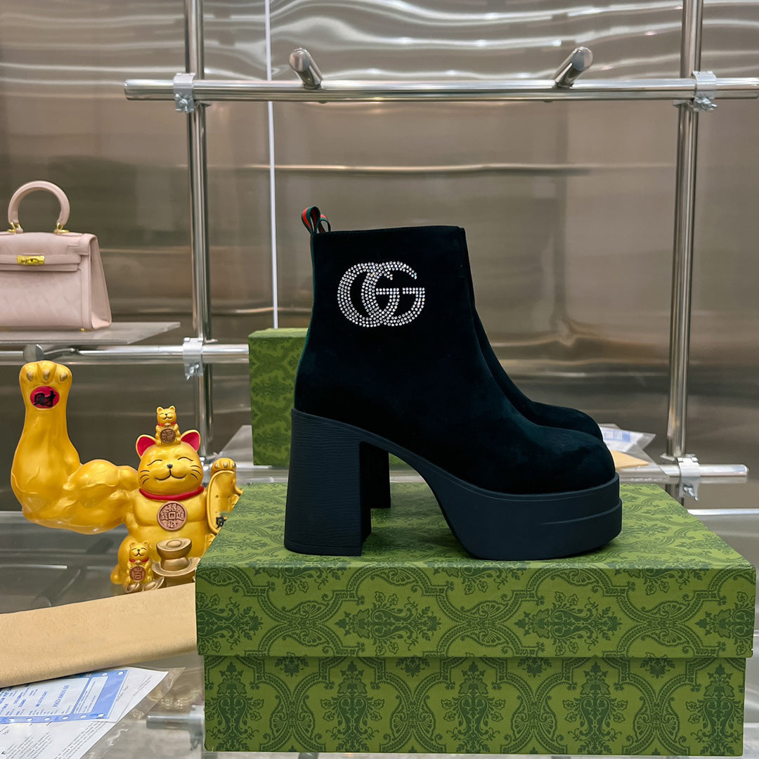 NEW FORMAL LEATHER 9CM HEELED FLOWERS G LOGO WOMEN'S SHOES-XC05202383002