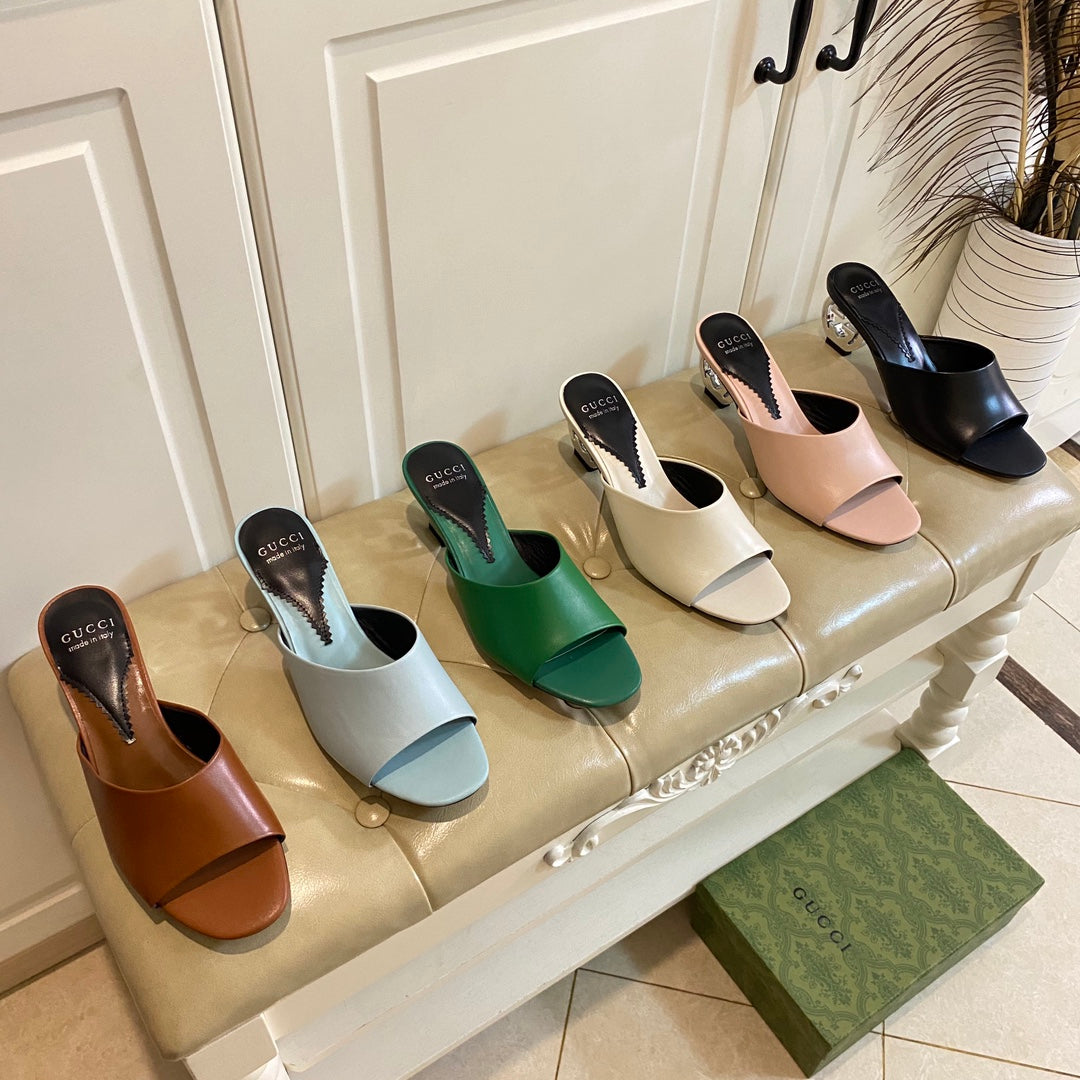 Gucc1 top fashion heel slippers 0724030803