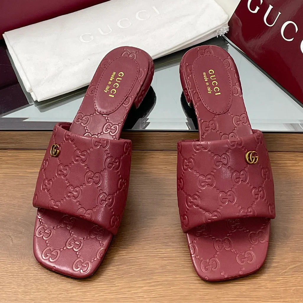 Calfskin Mini Embossed Buckle Sandals Slippers 1025032807