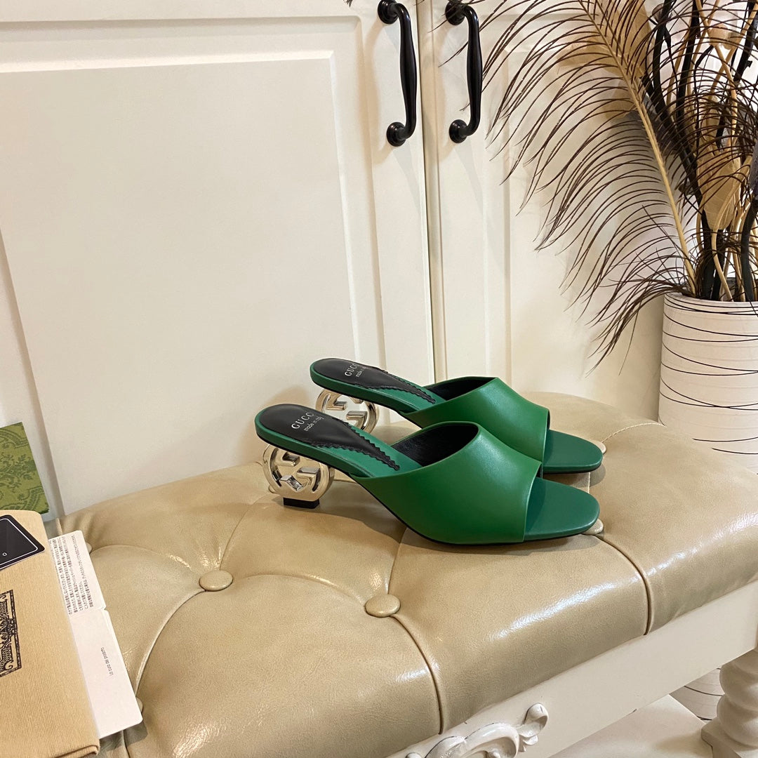 Gucc1 top fashion heel slippers 0724030803