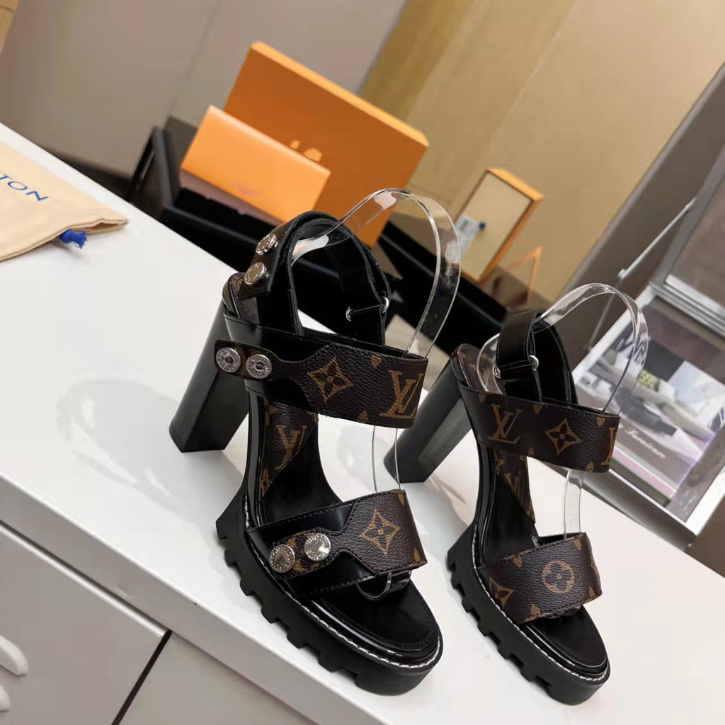 Ladies printed high heel sandalsXC0723042403
