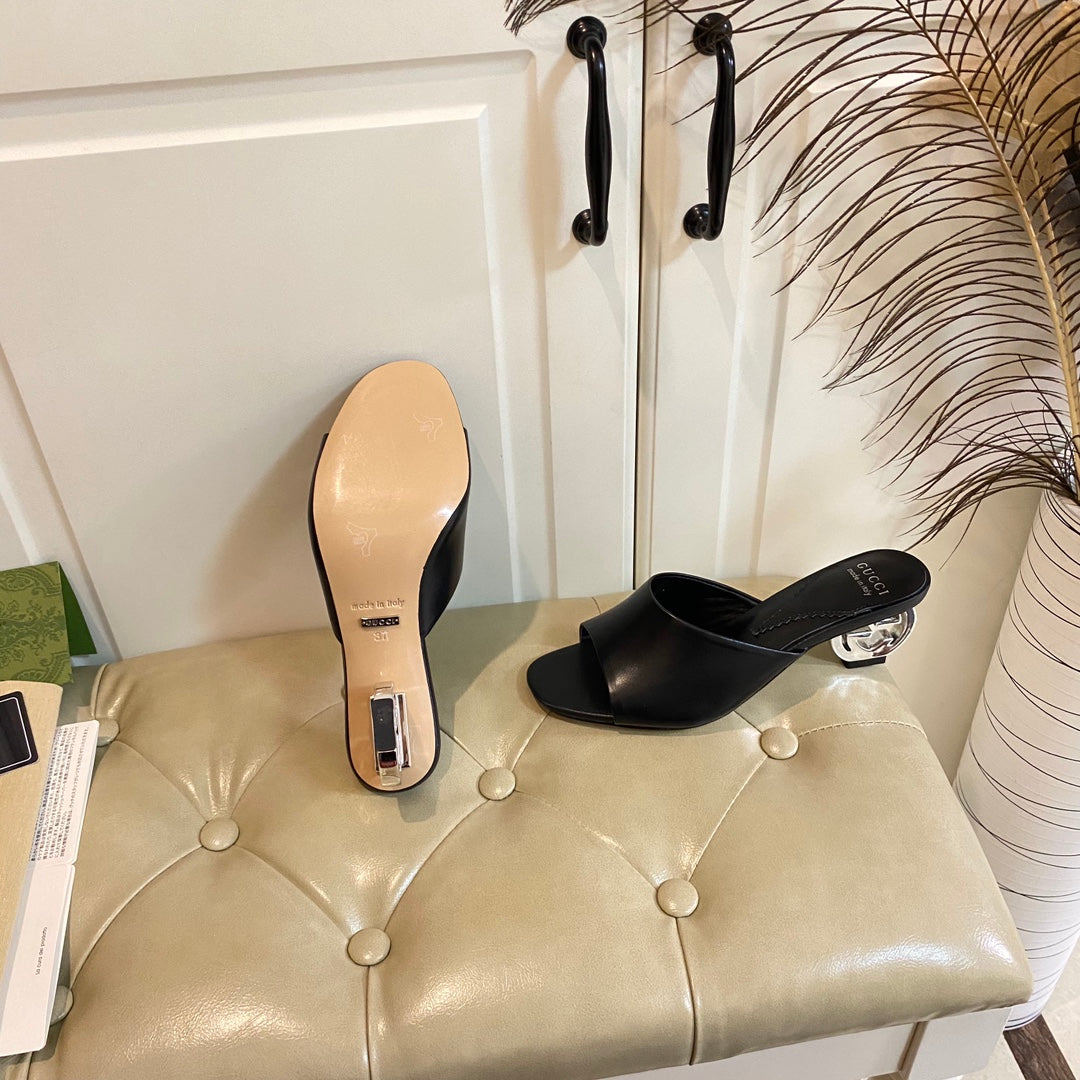 Gucc1 top fashion heel slippers 0724030803