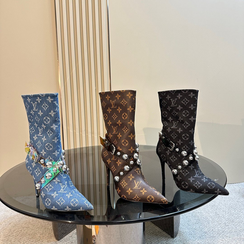 L fashion printed high-heeled leather boots 0724102304