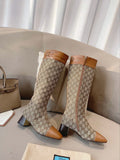 Fashion hollow  hollow carved print high-heeled boots 0724102315