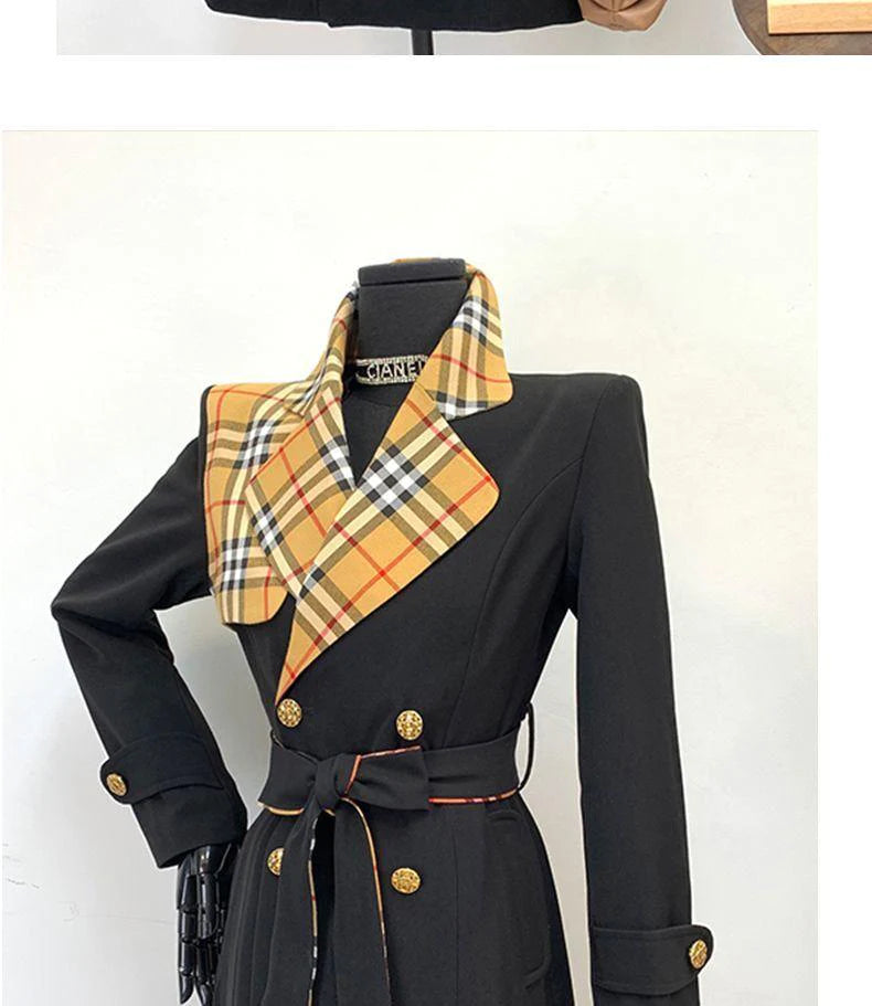 New Fashion Long Patchwork Coat Windbreaker 1024031213