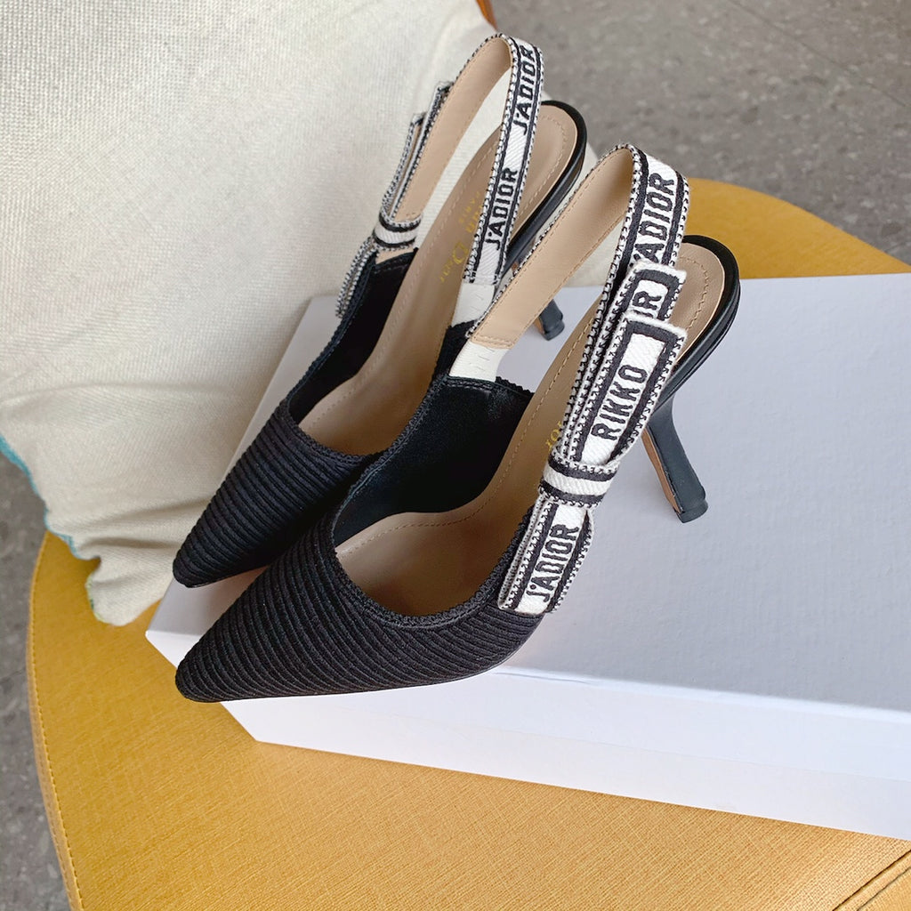 Dio Pointed bow letter ribbon slingback slingback shoes 0724070501