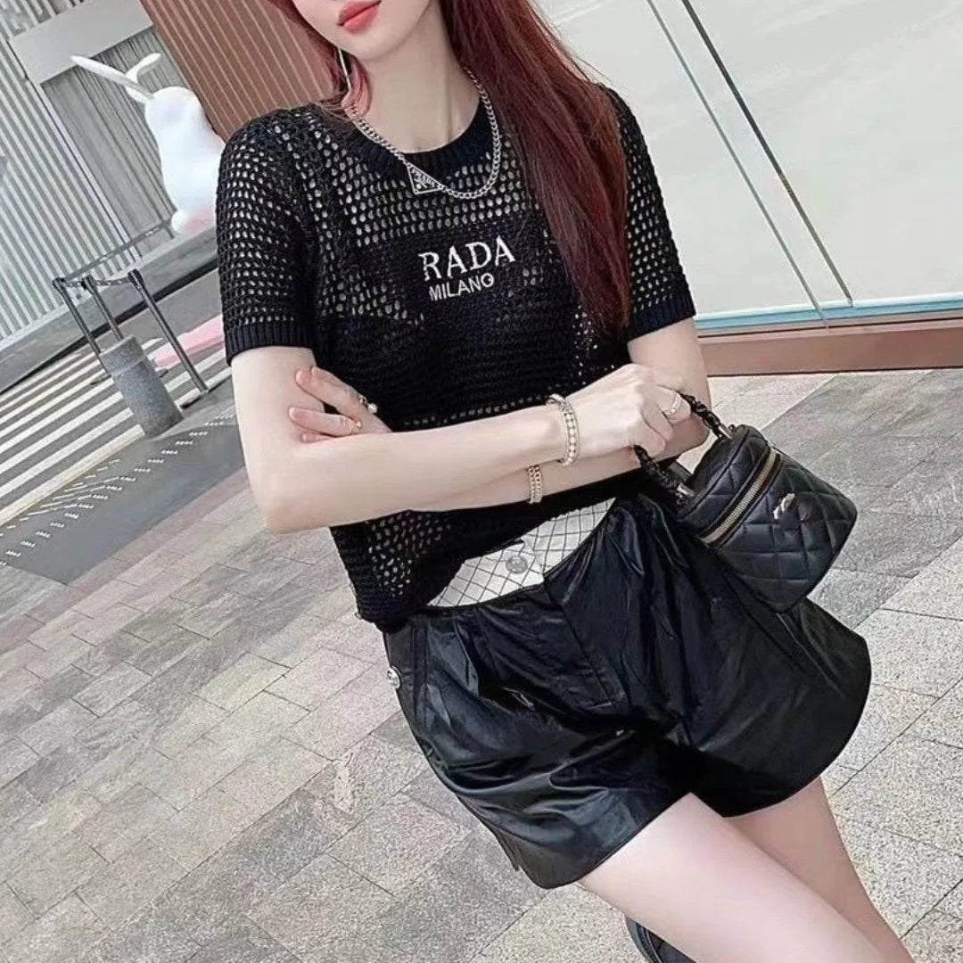New Hollow Sweater Thin Short-sleeved 1024031412