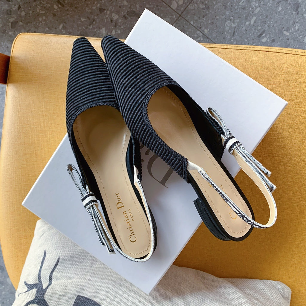 Dio Pointed bow letter ribbon slingback slingback shoes 0724070501