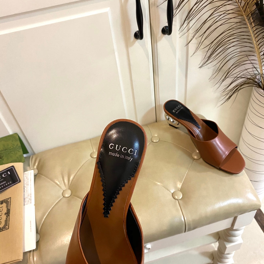 Gucc1 top fashion heel slippers 0724030803