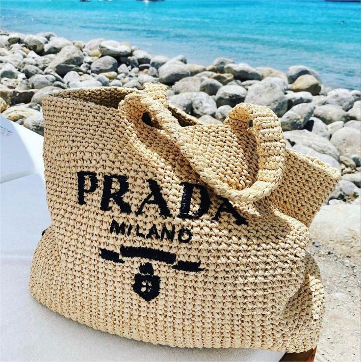 P Raffia Bag Handbag Beach Bag for Summer 0725031311