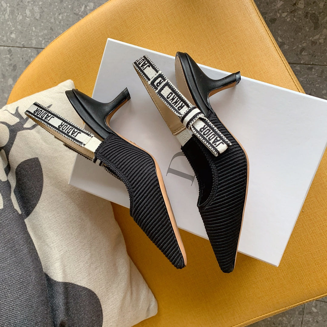 Dio Pointed bow letter ribbon slingback slingback shoes 0724070501