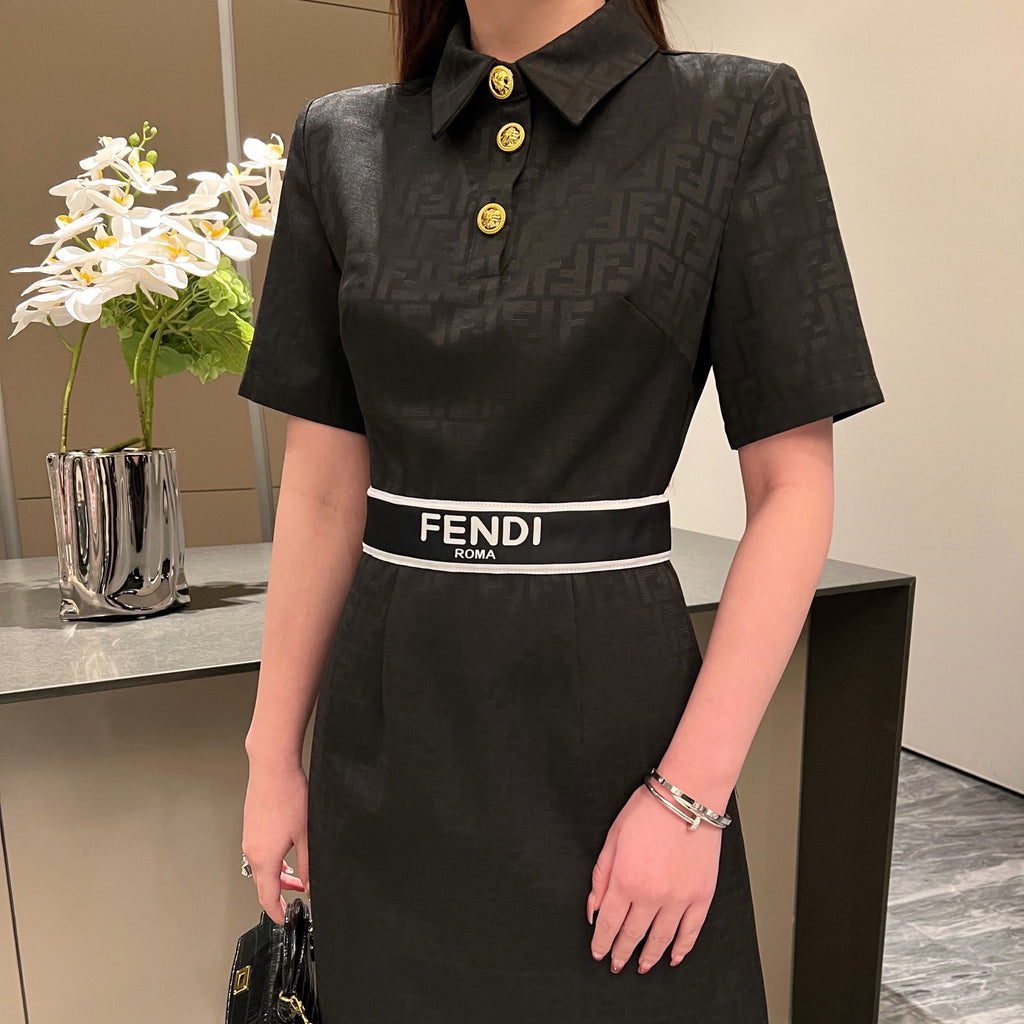 23ss jacquard letters slim fit dress