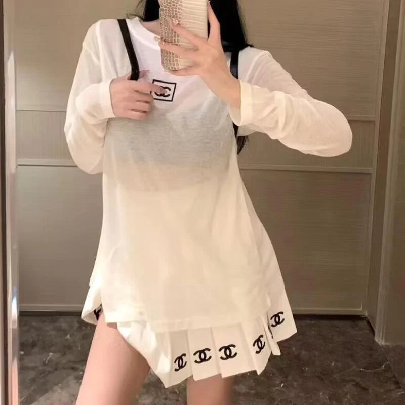 Spring And Summer New All-match High Waist Skirt Pleated Skirt 1024031211