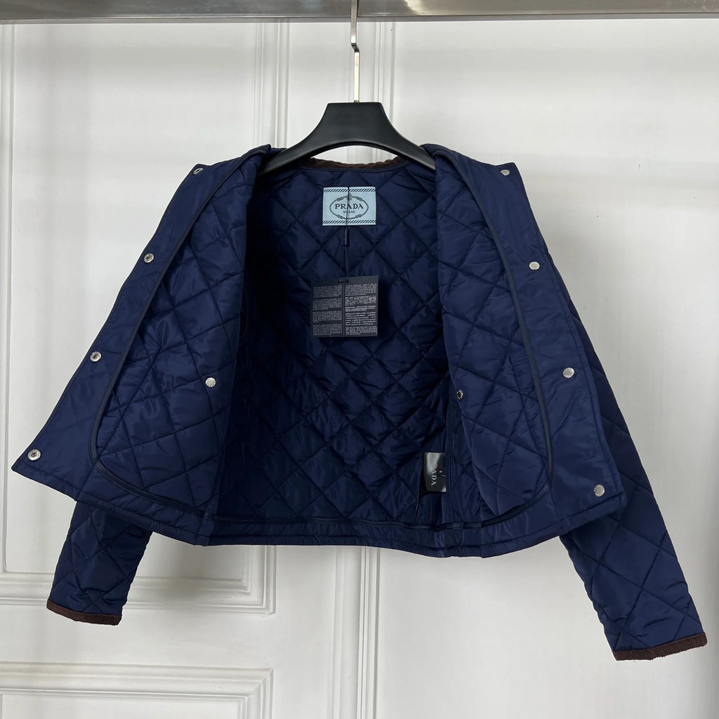 New Diamond-Patterned Cropped Cotton Jacket for Women 10251018