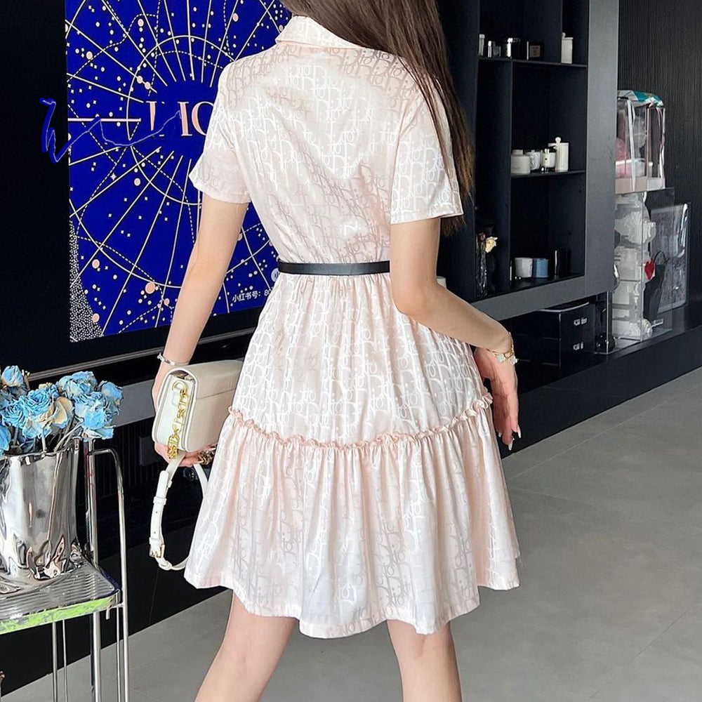 Fashion versatile short sleeved lapel dress PD10061430