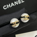 Women's Gold Enamel Pearl Stud Earrings XZ1326092807