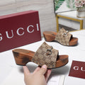 Stylish Women's Horsebit Buckle Solid Wood Platform Slippers 0726051902