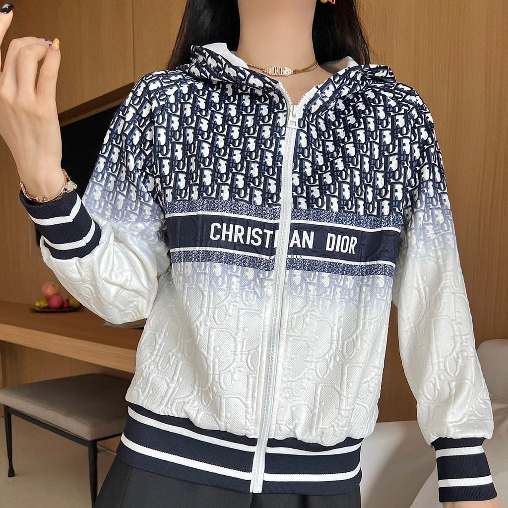 Jacquard letter smudged positioning print hooded jacket XC0823092718
