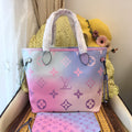 Women's Black Pink Colorblock Brand Print Big Bag (with Clutch)